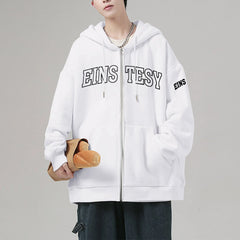 HEARUJOY  -  Men'S Elegant Outdoor Travel Fall Hooded Sweatshirt Men'S And Women'S Couple Hooded Letter Printed Zipper Loose худи оверсайз