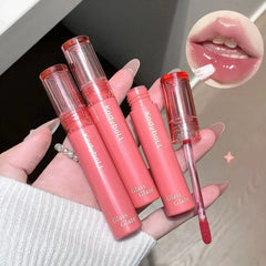 YICKYUE  -  Water Light Mirror Lip Gloss Long Lasting Moisturizing Orange Red Lip Glaze Nourishing Glossy Liquid Lipstick Makeup Cosmetics