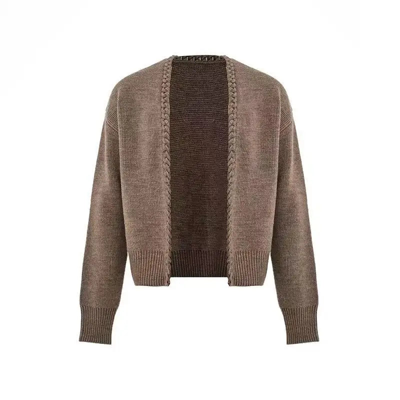 HEARUJOY  -  Vintage Overweight Pounds Mens Cardigan Sweater Luxury Design Jacquard Weave Hand Knitted Tops Autumn Winter Wool Knitwear Coat