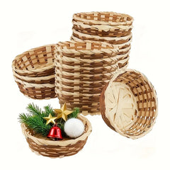 YICKYUE  -  15/20pcs Small Bamboo Woven Fruit Basket Kitchen Restaurant Display Decor Vegetable Basket Fruit Plate Decorative Storage Basket