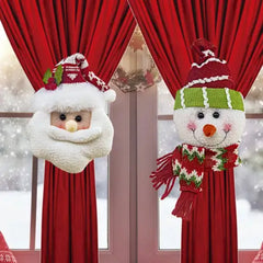 YICKYUE  -  Festive Santa Snowman Curtain Clips Retro Plaid Christmas Window Decorations Holiday Curtain Hooks for Home Festival Decor Gifts