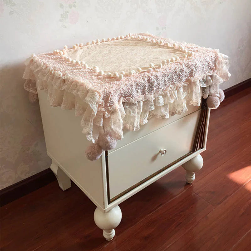 YICKYUE  -  Handmade Lace Tablecloth Bedside Table TV Safe Cover Towel Printer Korean Pastoral Style Creativity Home Decoration Dust Cover
