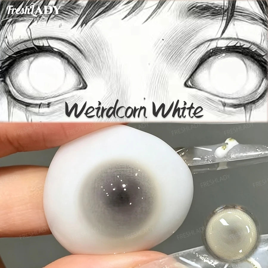 YICKYUE  -  1 Pair Cosplay Color Contact Lenses Crazy White Anime Contact Lenses For Halloween Role Play Party Cosmetic Holidays