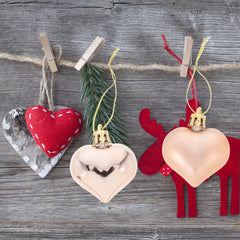 YICKYUE  -  24Pcs Valentines Day Heart Ornaments Shatterproof Glitter Hanging Baubles Electroplated Shine Festive Romantic Decor for Window