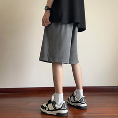 Hearujoy Summer Shorts Men Fashion Gray Black Pleated Shorts Men Streetwear Loose Ice Silk Shorts Mens Beach Shorts Large Size M-5XL