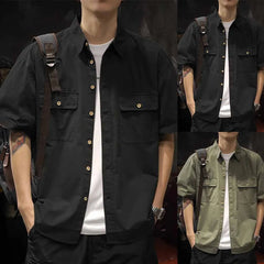 HEARUJOY  -  Button Down Shirt Army Green Men\'s Casual Shirt Cargo Style Daily Casual Use Brand New Condition Pockets Design