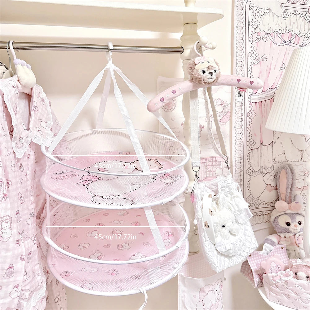 YICKYUE  -  Cute Cat Storage Basket Home Dormitory Socks Underwear Folding Sweater Drying Basket Single Layer Double Layer Storage Basket