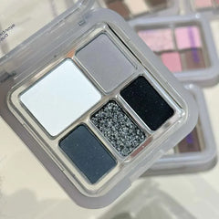 YICKYUE  -  5-Color Shiny Punk Blue Eyeshadow Palette Glitter Pearlescent Eye Shadow Palette Lasting Waterproof Nude Pink Eye Pigment Makeup