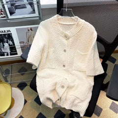 Hearujoy Mens Soft Knitted Tops Genderless 2024 Summer New Fashion Personalized Versatile Comfortable Short-Sleeved Knitwear Unisex
