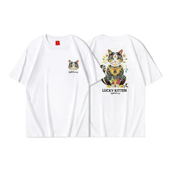 HEARUJOY  -  Harajuku T Shirt Men Cat Embroidery T Shirt Women Oversized Japanese Casual  Short Sleeve Cotton Tees High Quality Summer Tops