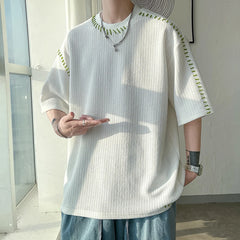 Hearujoy Men Summer Quality T Shirts Manual Suture Harajuku Casual Tshirt For Male New Neutral Oversize Tees Short Sleeve Tops