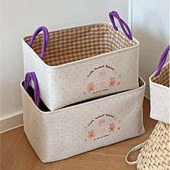 YICKYUE  -  Cute Cartoon Thick Fabric Storage Basket, Washable Organizer for Home Living Room, Toys Clothes Snack Storage Bin