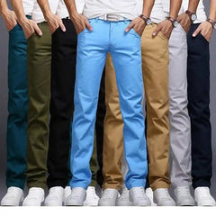 HEARUJOY  -  Slim Fit Straight Leg Pants Men's  Color Casual Trousers Autumn Season Cotton 00% Pure Color Youthful Vitali Sle