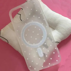YICKYUE  -  Simplicity White Stars for Magnetic Wireless Charging Phone Case for iPhone 17 16 11 12 13 14 15 Pro Max Plus 17air 16e Cover