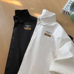 YICKYUE  -  Men's Oversized Shirts Funny Letter Print Mens Blouse White Fashion 5XL Oversize Shirt Casual Wear Summer for Men New Clothing