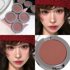 YICKYUE  -  Red Brown Monochrome Blush Palette Silky Matte Chocolate Rouge Cheek Tint Blusher Powder Natural Face Contouring Shadow Makeup