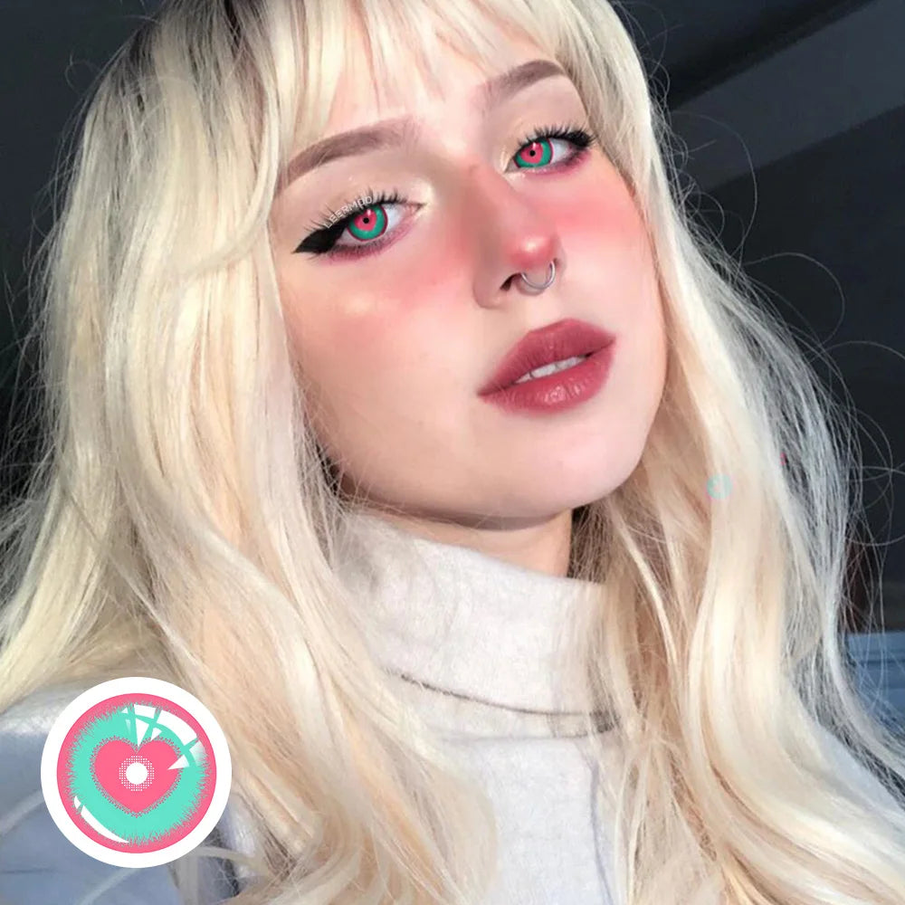 YICKYUE  -  Paradise Pink Colored Contact Lenses Half Yearly Use Soft Breathable Eye Beauty Lens for Anime Cosplay Makeup Contacts