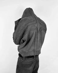 Hearujoy Y2K trend Street hip hop jumper Jacket Vintage wash patchwork furred fashion men zipper hoodie Gothic loose casual sweatshirt