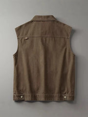 YICKYUE  -  Vintage Dark Brown Vest Coat Men Spring Autumn Outdoor Fishing Tank Top Casual Large Pocket Cargo Sleeveless Jacket Waistcoat