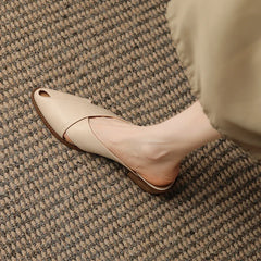 Hearujoy  2024 Summer Slippers Women Genuine Leather Shoes for Women Pointed Toe Low Heel Mules Elegant Sandals Women Slides Ladies Shoes