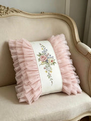 YICKYUE  -  Korean Style Pillowcase Multi Layer Lace Pillows For Sofa Headrest Cushion Pillow Cover Bolster Living Room New Home Decoration