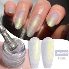 YICKYUE  -  15ml Glitter Nail Gel Polish Pink White Soak Off UV LED Gel Varnish Manicure Nail Supplies DIY Nail Art Design