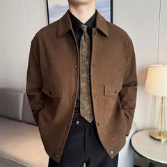 HEARUJOY  -  Autumn Winter Thick Woolen Jackets Men High Quality Single Breasted Turn Down Collar Men's Casual Jacket Slim Fit Business Coats