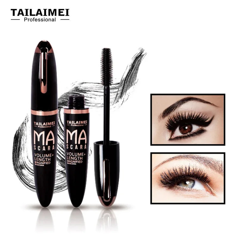 YICKYUE  -  1 PC Waterproof 3D Mascara Thick Long Smudge-proof Plump Encrypted Long-lasting Curling Large Eye Makeup with 360° Spiral Brush