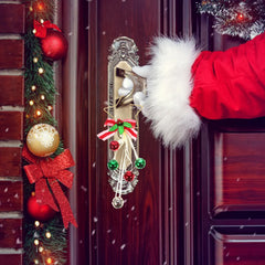 YICKYUE  -  2 Pcs Bell Ornaments Christmas Hand Jingle Bells of Hanging Decoration Holiday Festival Pendants Metal