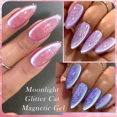 YICKYUE  -  7ML Moonlight Glitter Cat Magnetic Gel Nail Polish Purple Gold Foils Effect Sparking Long Lasting Manicure Nail Art Gel