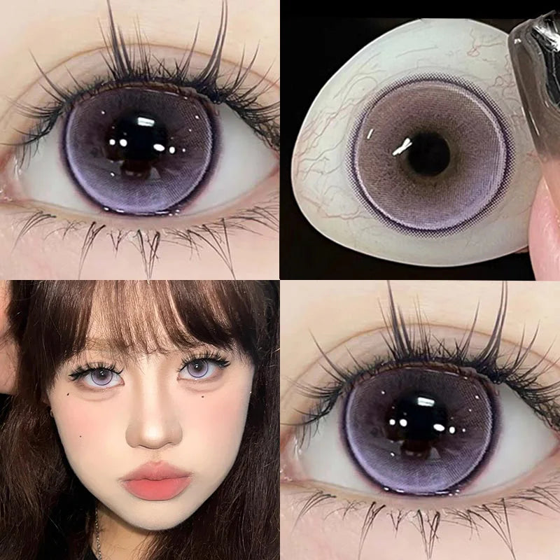 YICKYUE  -  Colored Contact Lenses for Eyes with Degree Natural Brown Pupils Fashion Lens Green Eyes Contacts Lenses Yearly 2pcs/pair