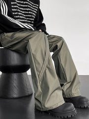 HEARUJOY  -  American High Street Workwear Pants Men's Straight Leg Bell Bot Faionable Deconstructed ape Trendy Brand CleanFit