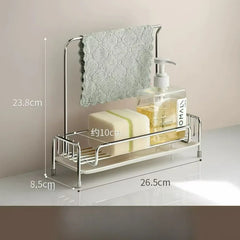 YICKYUE  -  Kitchen Rag Drain Rack Stainless Steel Storage Basket Sponge Dishcloth Storage Rack Sink Poolside Shelf