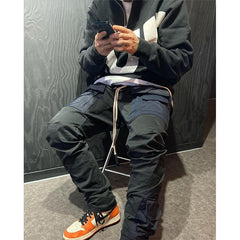 Hearujoy Hip Hop Cargo Pants Men Multi-pocket Patchwork Streetwear Joggers Trousers High Street Function Pant Elastic Waist Male Black