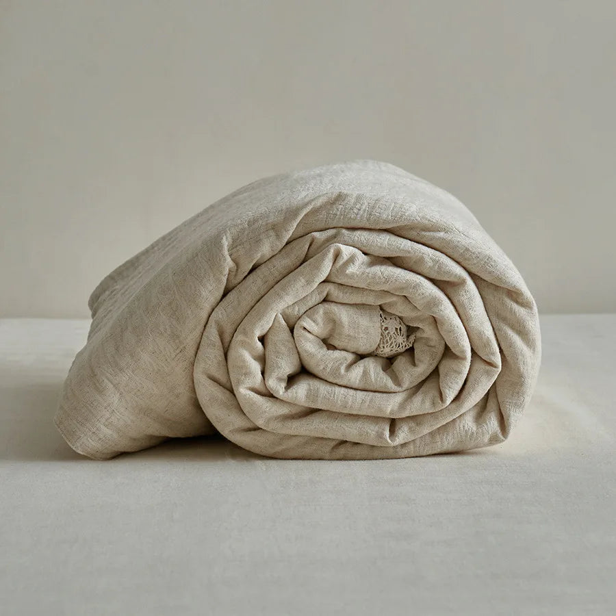 YICKYUE  -  Summer Quilts French Retro 3 Layer Gauze Cotton Linen Cooling Blanket Lace Jacquard Cotton Washed Summer Air Conditioner Quilt