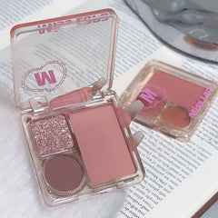 YICKYUE  -  3-Color Blush&Eyeshadow Palette Compact & Pigmented Long-Lasting No Smudge No Fade Contour&Highlight Travel-Friendly Makeup Kit