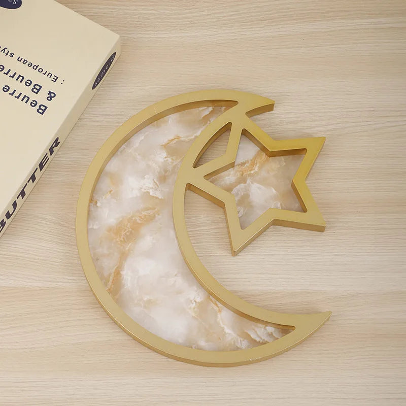 YICKYUE  -  Star Moon Crafts Home Ornament Wooden Festival Decoration Fruit Tray Jewelry Storage Plate Dessert Display Stand Holder