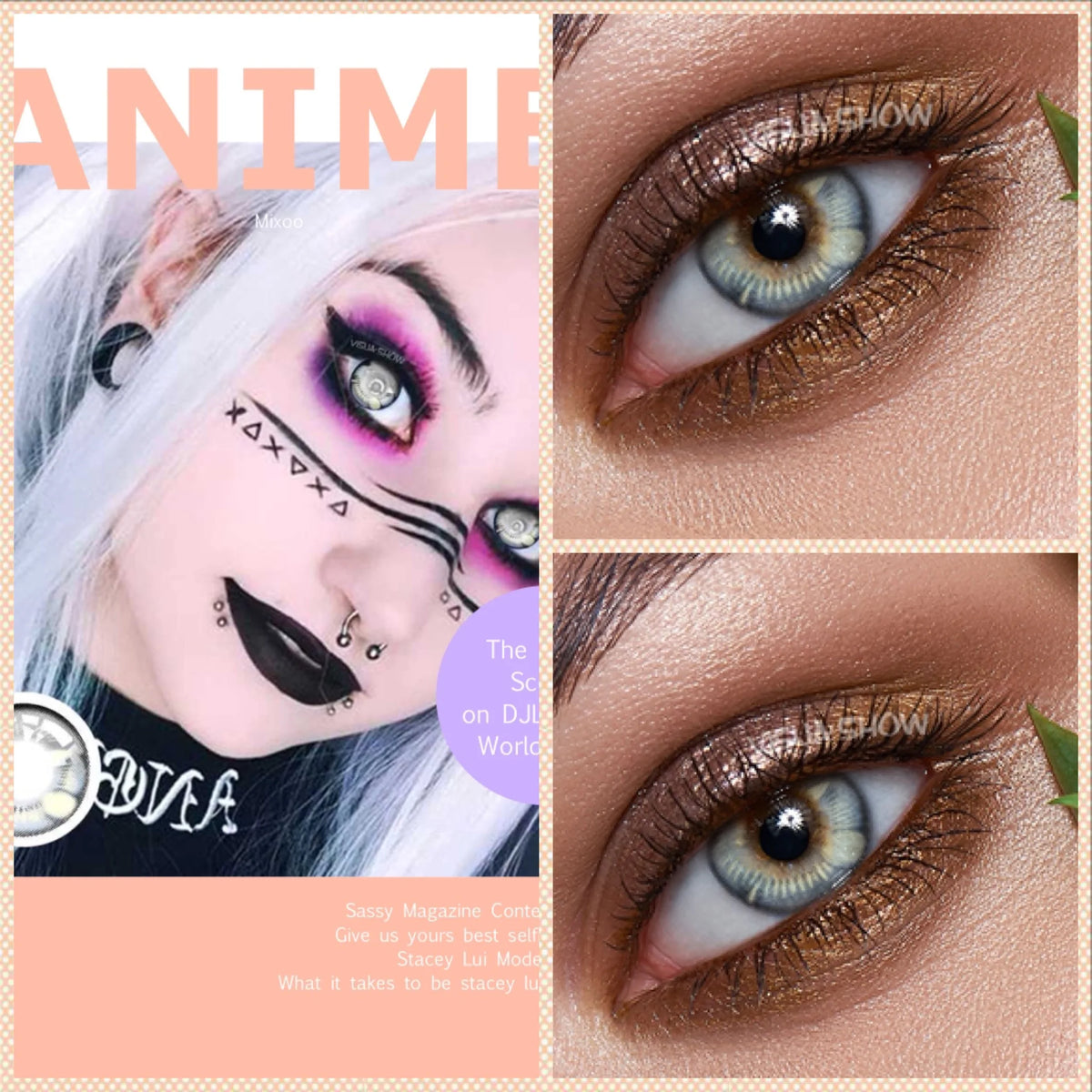 YICKYUE  -  Red& Blue Myopia Colored Contact Lenses 6 Months Disposable Anime Cosplay Contacts For Coser Daily Beauty & Makeup