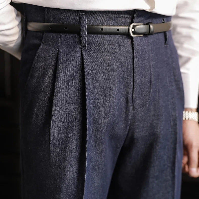 HEARUJOY  -  High Waist Trousers Pant For Man OfficeTrouser Business Casual Pant British Social Club Outfits Pantalones Hombre Excluding Belt