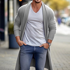HEARUJOY  -  Autumn Winter Men Sweater Cardigan Clothing Fashion Windbreaker Tops Male Knit Overcoat Long Sleeve Solid Color Loose Thin Coat