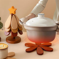 YICKYUE  -  Creative Christmas Tree Insulation Mat Home Cute Cloud Star Decoration Meal Mat Foldable Solid Wood Cup Mat Ornament