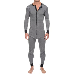 HEARUJOY  -  Striped One-Piece Sleepsuit Men's Slim-Fit Long-Sleeve Autumn-Winter New Homewear