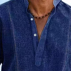 HEARUJOY  -  Men's Shirt Cotton Linen Blouse Spring Summer Casual Solid Stripe Short Sleeve Male Shirts Pullover Tees Shirts Men Clothes
