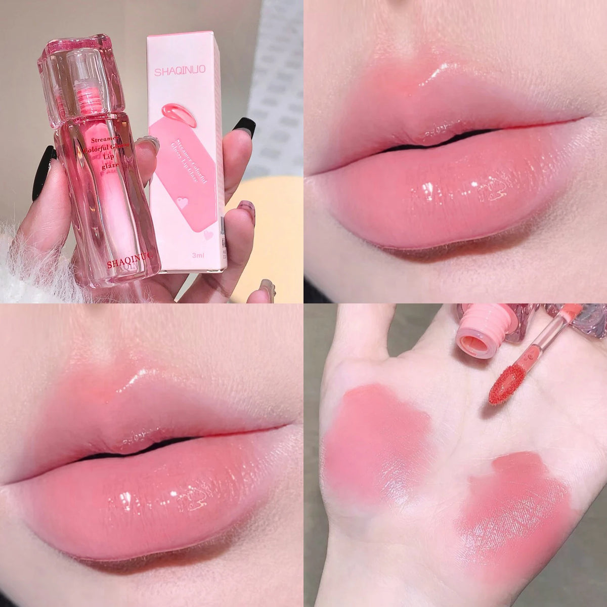 YICKYUE  -  Water Gloss Mirror Lip Glaze Moisturizing Plump Lips Tinted Not Easy To Stick To The Cup Red Lipstick Liquid Long-Lasting Makeup