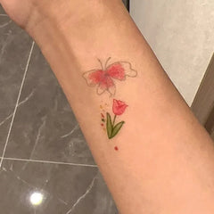 YICKYUE  -  Cartoon Cat Fake Tattoo for Woman Arm Cute Colorful Lines Butterfly Lasting Flower Sticker Anime Tattoo Tatuajes Temporales