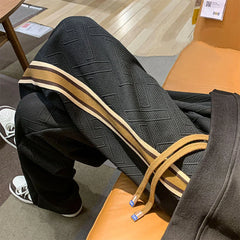 Hearujoy 2024 Spring And Summer New Trendy American Style Versatile Straight Solid Color Striped Pants Loose Casual Sports Trousers Men's
