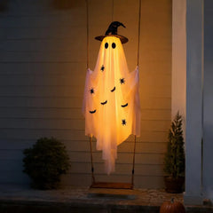 YICKYUE  -  Large Hanging Swing Ghost With Led Lights Hanging Swing Ghost Spooky Swing Ghost For Garden Patio Yard Porch Outdoor Holiday