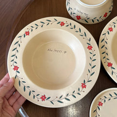 YICKYUE  -  Country Style Ceramic Tableware Set Western-Style Food Salad Dessert Vegetable Water Cup Underglaze Colour Floral Pattern Simple