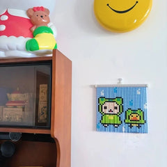 YICKYUE  -  Handmade Retro Japanese Cafe Pudding Melon Soda Beaded Ornaments Tapestry Curtain Kawaii Bear Wall Hanging for Room Decoration