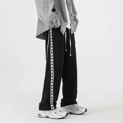 Hearujoy Men's Sweatpants Loose Side Striped Splice Guard Pants Joggers Wide Leg Trousers Male Casual Korean Streetwear Hip Hop